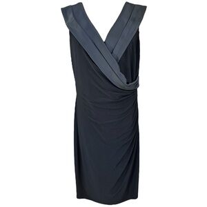 Lauren Ralph Lauren evenings SZ 16‎ Black Cowl Neck Sleeveless sheath midi Gown
